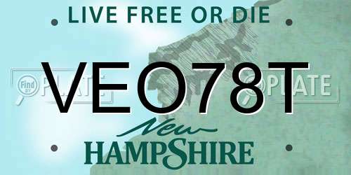 VEO78T New Hampshire License Plate