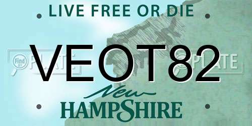 VEOT82 New Hampshire License Plate