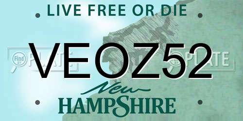VEOZ52 New Hampshire License Plate