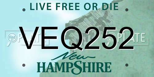 VEQ252 New Hampshire License Plate