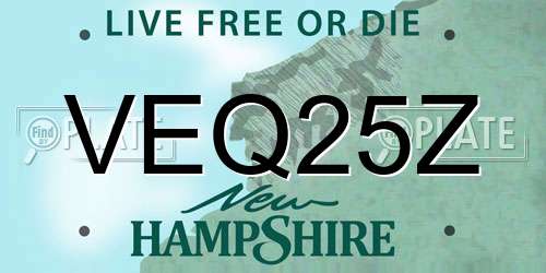 VEQ25Z New Hampshire License Plate