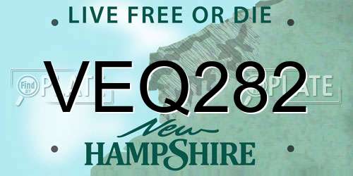 VEQ282 New Hampshire License Plate