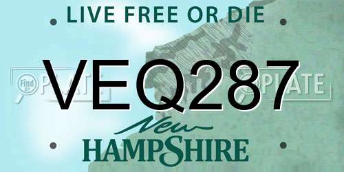 VEQ287 New Hampshire License Plate