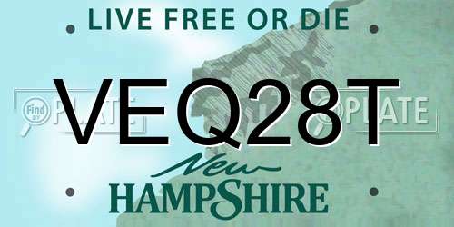 VEQ28T New Hampshire License Plate
