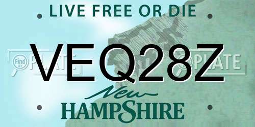 VEQ28Z New Hampshire License Plate