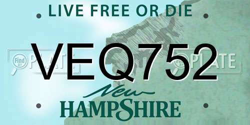 VEQ752 New Hampshire License Plate