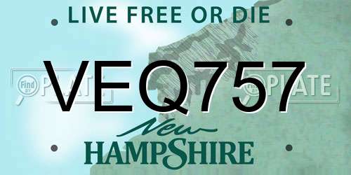 VEQ757 New Hampshire License Plate