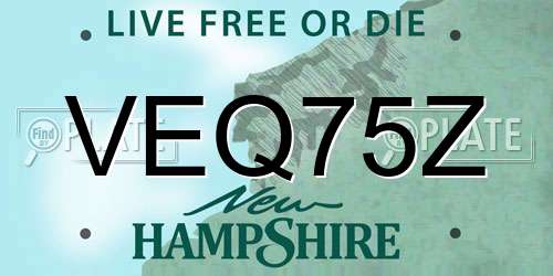VEQ75Z New Hampshire License Plate
