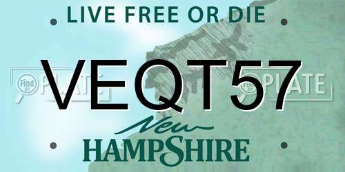 VEQT57 New Hampshire License Plate