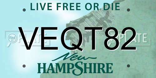 VEQT82 New Hampshire License Plate