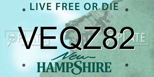 VEQZ82 New Hampshire License Plate
