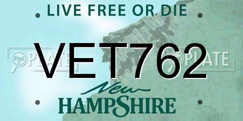 VET762 New Hampshire License Plate