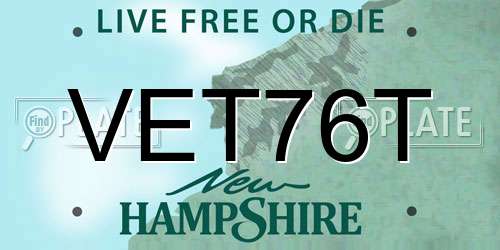 VET76T New Hampshire License Plate