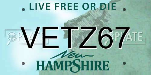 VETZ67 New Hampshire License Plate