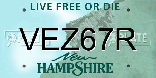 VEZ67R New Hampshire License Plate