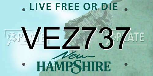 VEZ737 New Hampshire License Plate