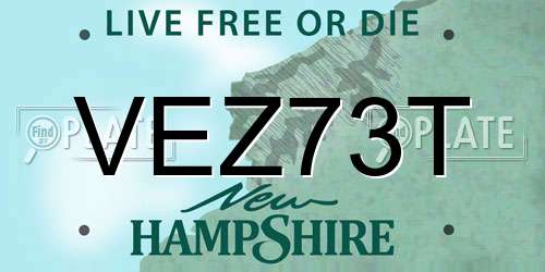 VEZ73T New Hampshire License Plate