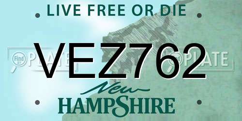 VEZ762 New Hampshire License Plate
