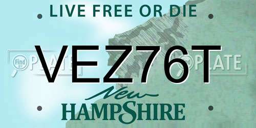VEZ76T New Hampshire License Plate