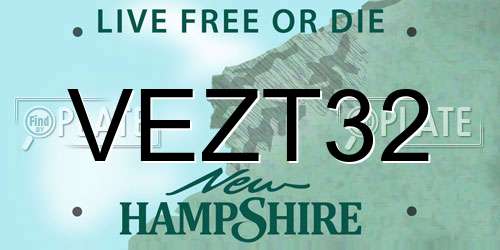 VEZT32 New Hampshire License Plate