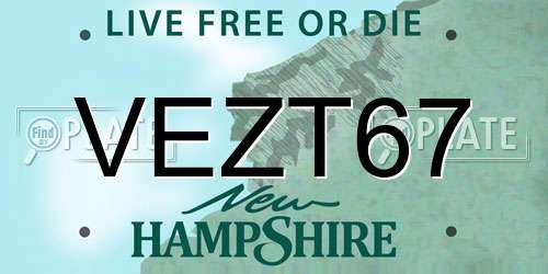 VEZT67 New Hampshire License Plate