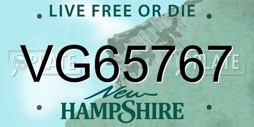 VG65767 New Hampshire License Plate