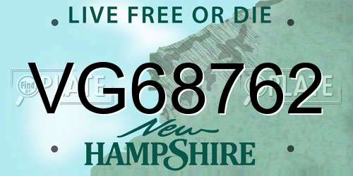 VG68762 New Hampshire License Plate
