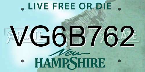 VG6B762 New Hampshire License Plate