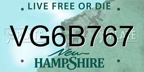 VG6B767 New Hampshire License Plate