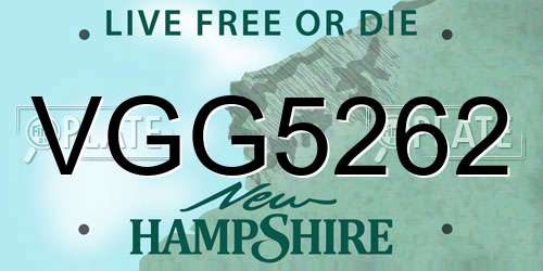 VGG5262 New Hampshire License Plate