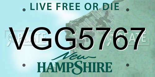 VGG5767 New Hampshire License Plate