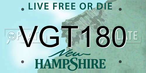 VGT180 New Hampshire License Plate