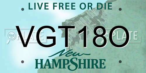 VGT18O New Hampshire License Plate