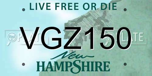 VGZ150 New Hampshire License Plate