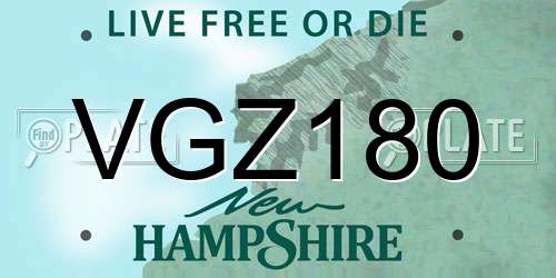 VGZ180 New Hampshire License Plate