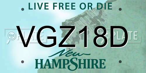 VGZ18D New Hampshire License Plate
