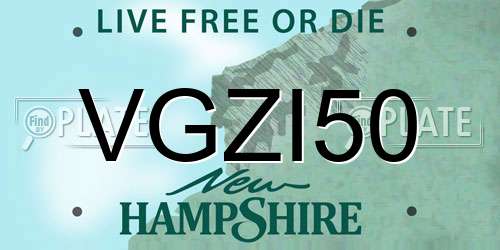 VGZI50 New Hampshire License Plate