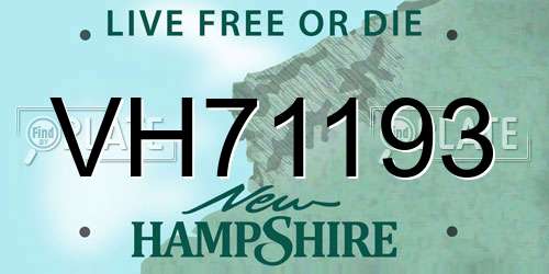 VH71193 New Hampshire License Plate