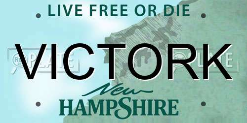 VICTORK New Hampshire License Plate