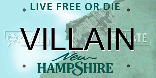VILLAIN New Hampshire License Plate