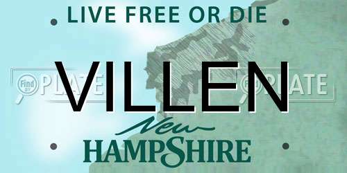VILLEN New Hampshire License Plate