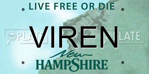 VIREN New Hampshire License Plate