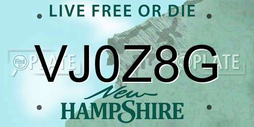 VJ0Z8G New Hampshire License Plate