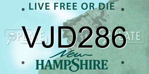 VJD286 New Hampshire License Plate