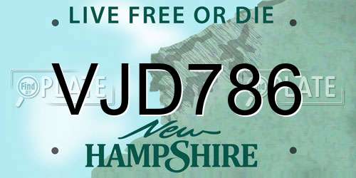 VJD786 New Hampshire License Plate