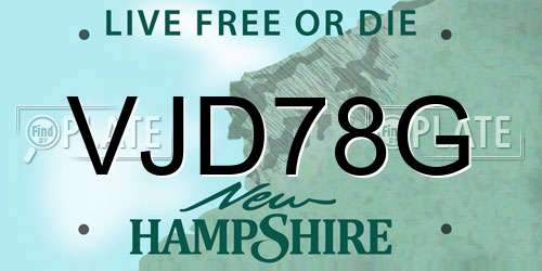 VJD78G New Hampshire License Plate