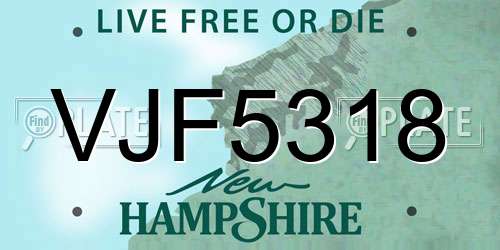 VJF5318 New Hampshire License Plate