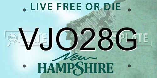 VJO28G New Hampshire License Plate