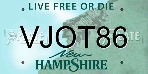 VJOT86 New Hampshire License Plate