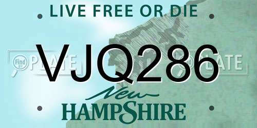 VJQ286 New Hampshire License Plate